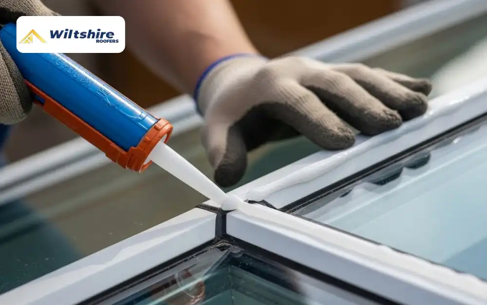 Applying conservatory roof sealant to fix leaking conservatory roof