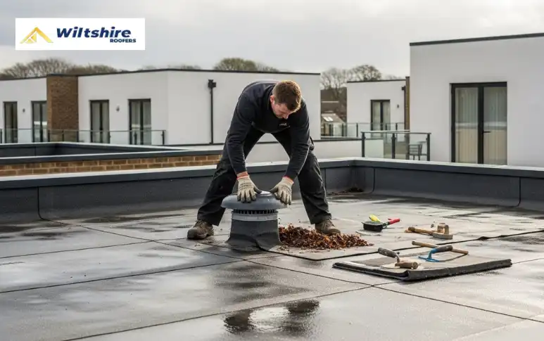 Preventing flat roof problems in Trowbridge through regular inspection and drainage maintenance.