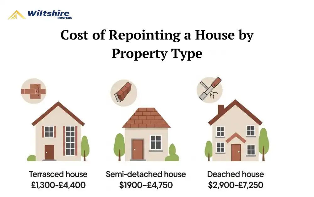 Repointing cost comparison for terraced, semi-detached, and detached houses in the UK