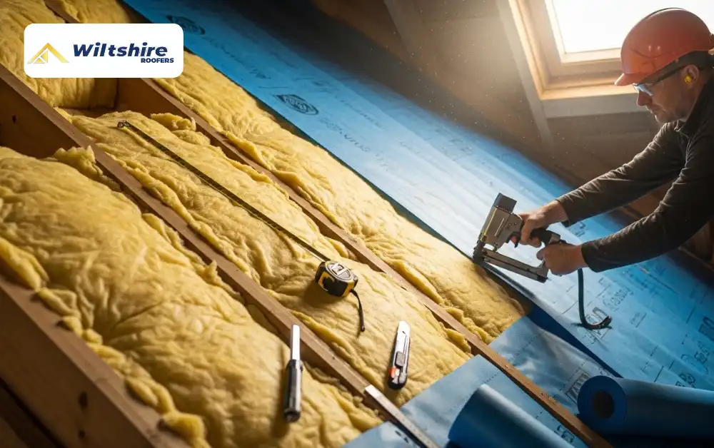 Vapour control layer installed over loft insulation to prevent condensation.