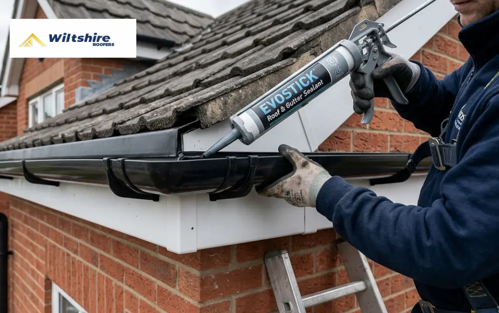 Apply Gutter Sealant to fix a leaking gutter